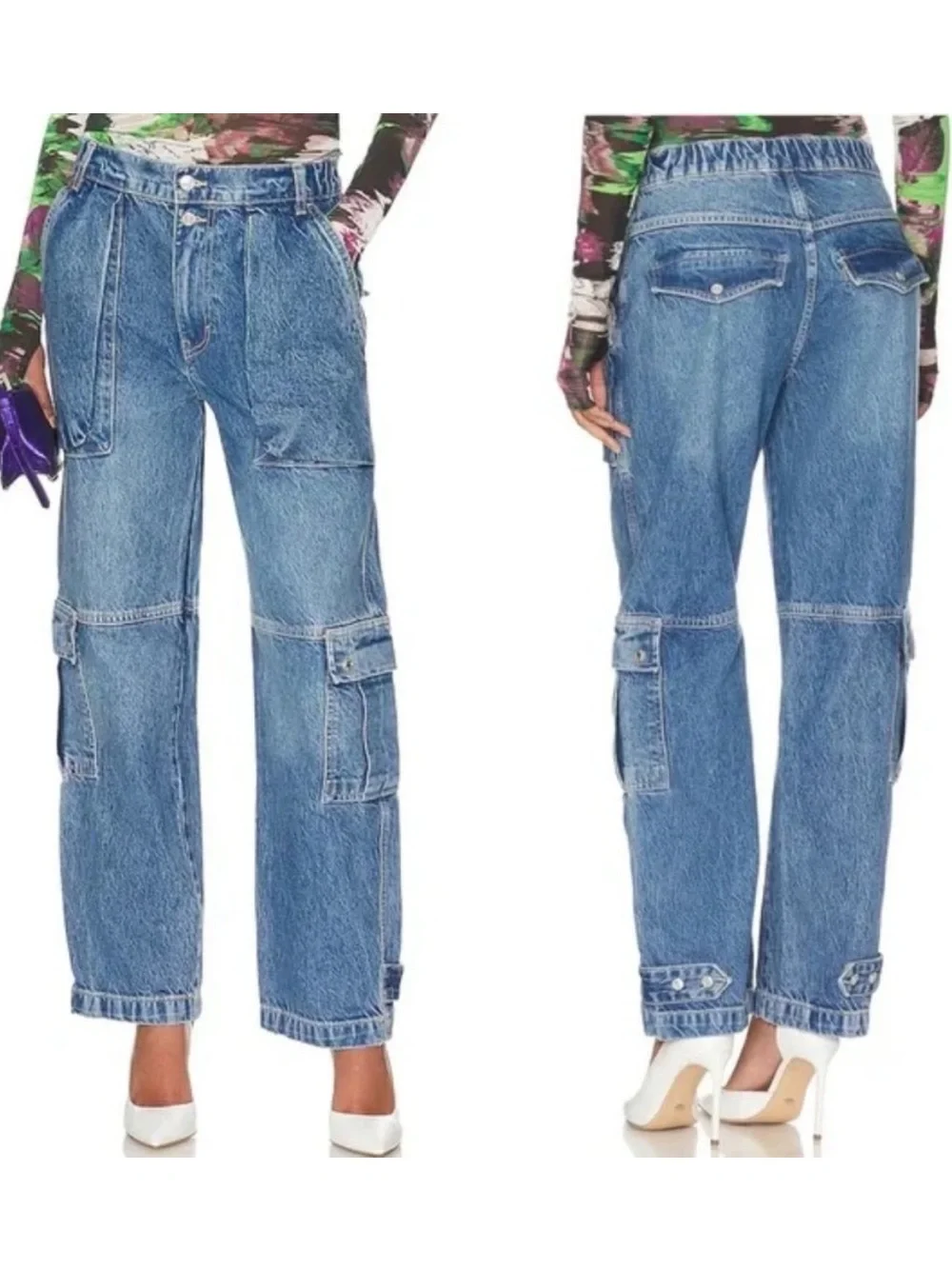 Free People Marx Slouchy Cargo Blue 28
